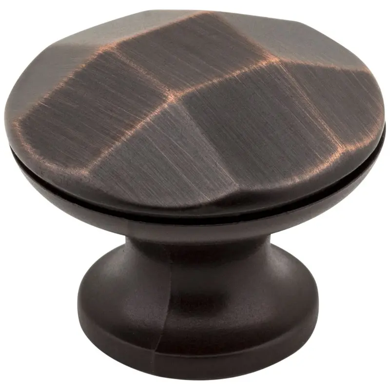 1-3/16" Diameter Brushed Oil Rubbed Bronze Faceted Geometric Drake Cabinet Knob 1
