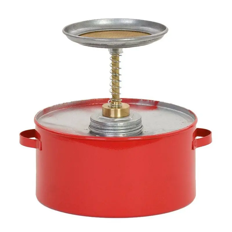 1-Quart Red Metal Plunger-Style Waste Can 1
