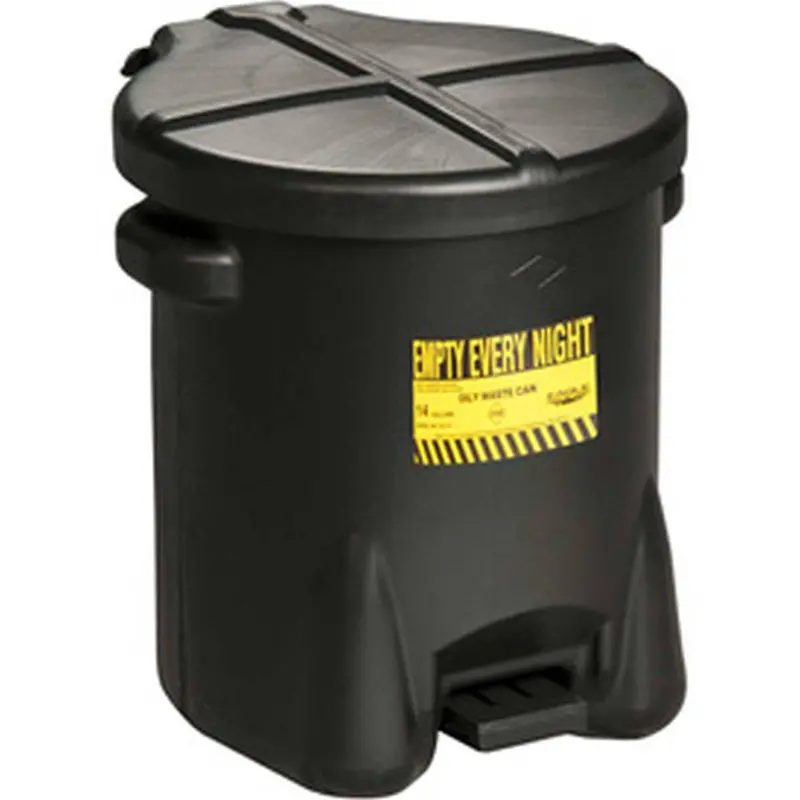 10-Gallon Black Poly Oily Waste Container 1