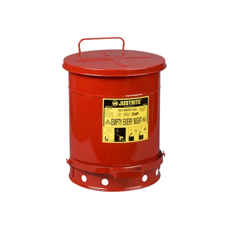 10-Gallon Oily Waste Can – Foot-Operated Self-Closing Lid (34L) 1