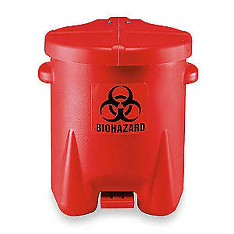 10-Gallon Red Poly Biohazard Waste Can – Leak-Resistant Disposal Container 1