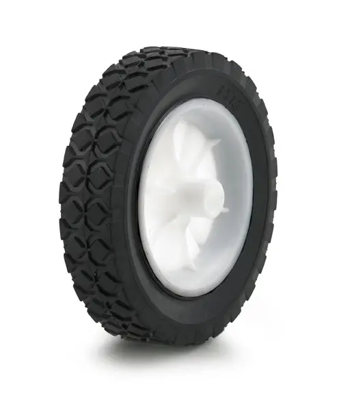 10" X 1-3/4" Black Rubber-Tread Wheel With White Plastic Hub — 75 Lb Load Limit 1