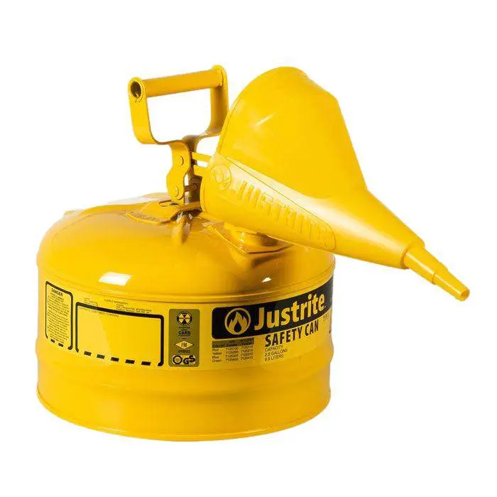 2.5-Gallon Type I Steel Safety Can With Stainless Flame Arrestor And Self-Closing Lid 1