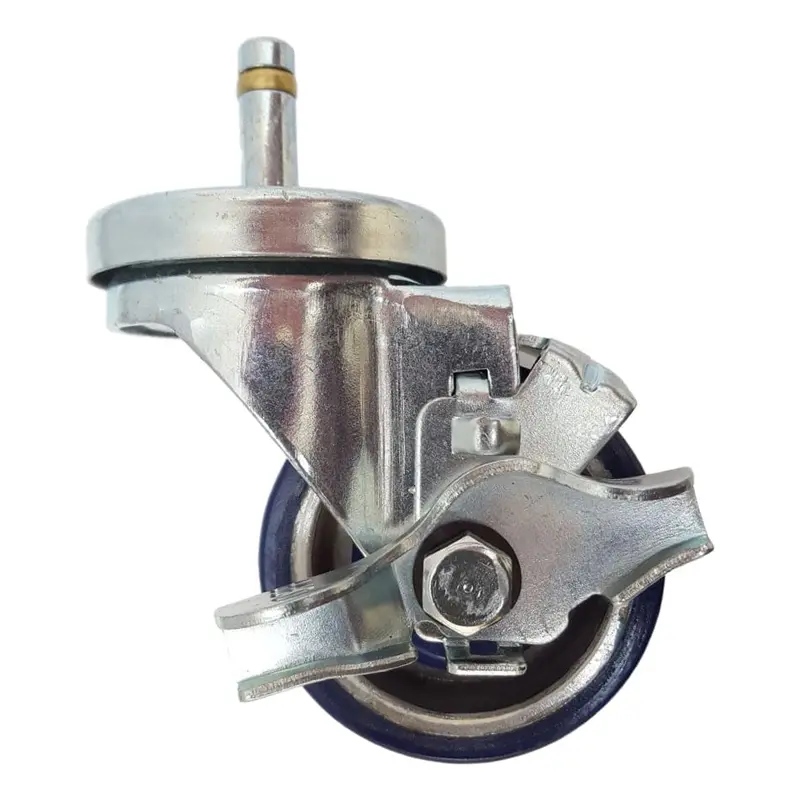 3" X 1-1/4" Polyolefin Aluminum Swivel Caster With Grip Ring Stem And Brake – 350 Lb Capacity 1