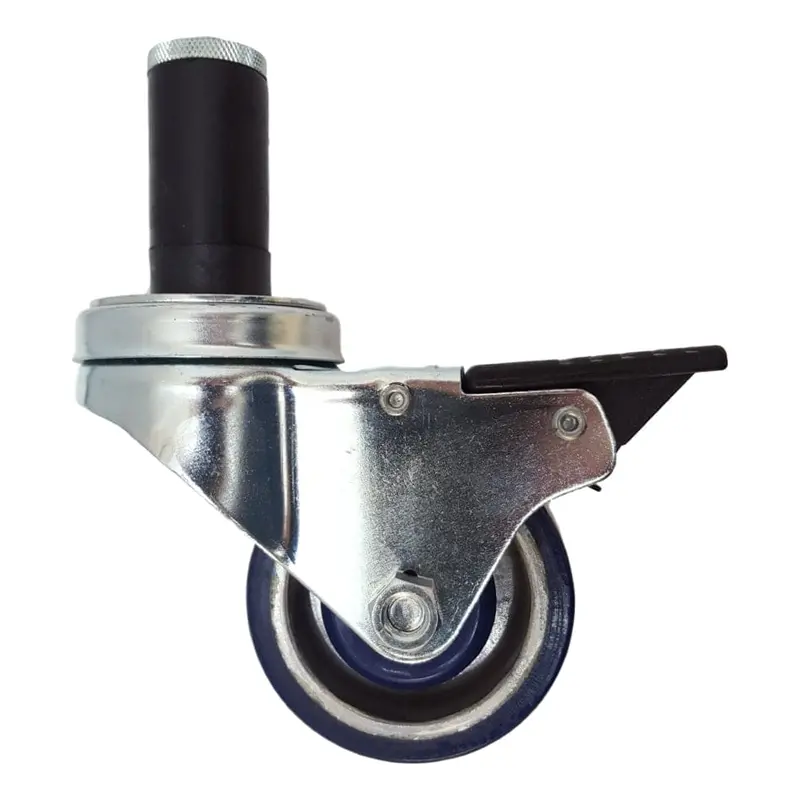 3" X 1-1/4" Polyon Aluminum Thread Stem Caster With Expandable Adapter And Total-Lock Brake – 350 Lb Capacity 1