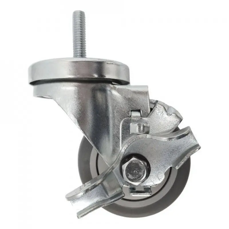 3" X 1-1/4" Thermo-Pro Threaded Swivel Caster With Brake (3/8" Thread) – 210 Lb Load Limit 1