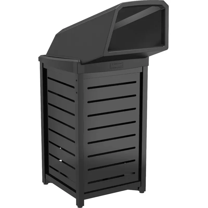 30-Gallon Outdoor Decorative Metal Square Trash Can — Chute Lid 1