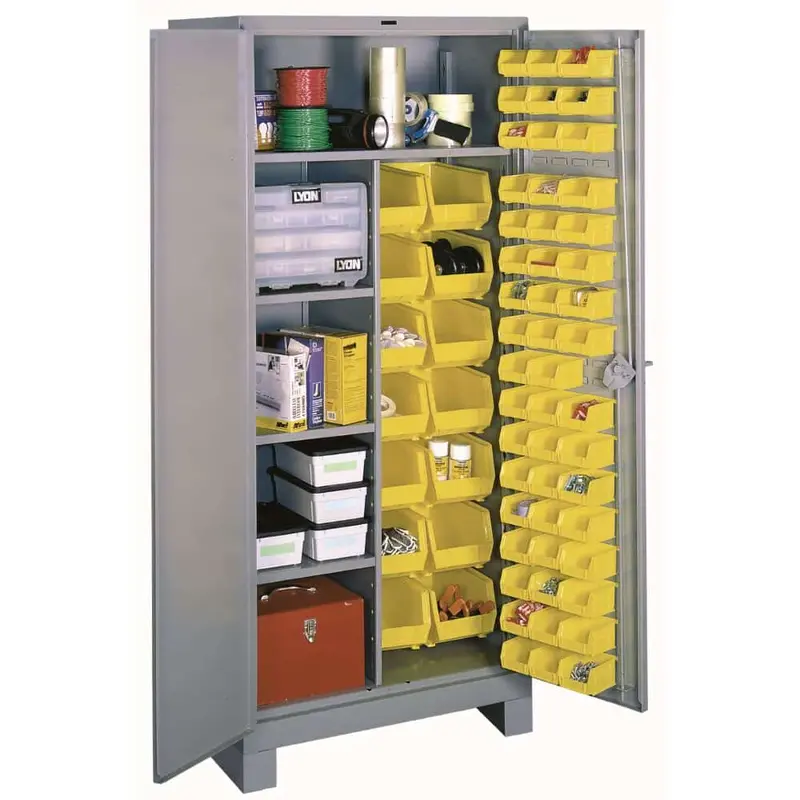 36"W × 21"D × 82"H All-Welded Steel Bin Cabinet – 64-Compartment Layout 1