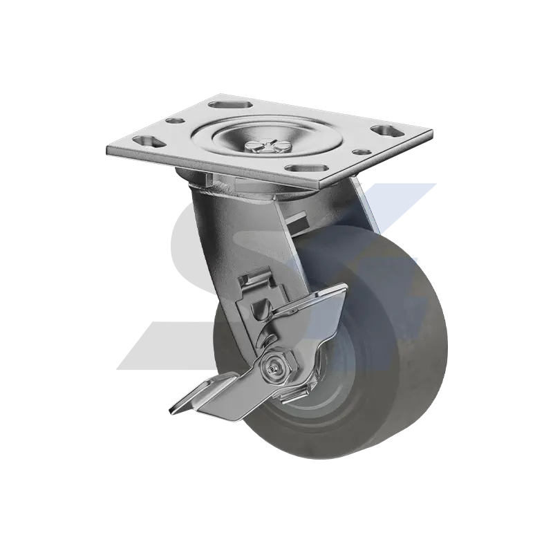 4-Inch X 2-Inch Zinc-Plated Swivel Caster With Side-Actuated Tread Lock Brake – Model C000.8C3 1