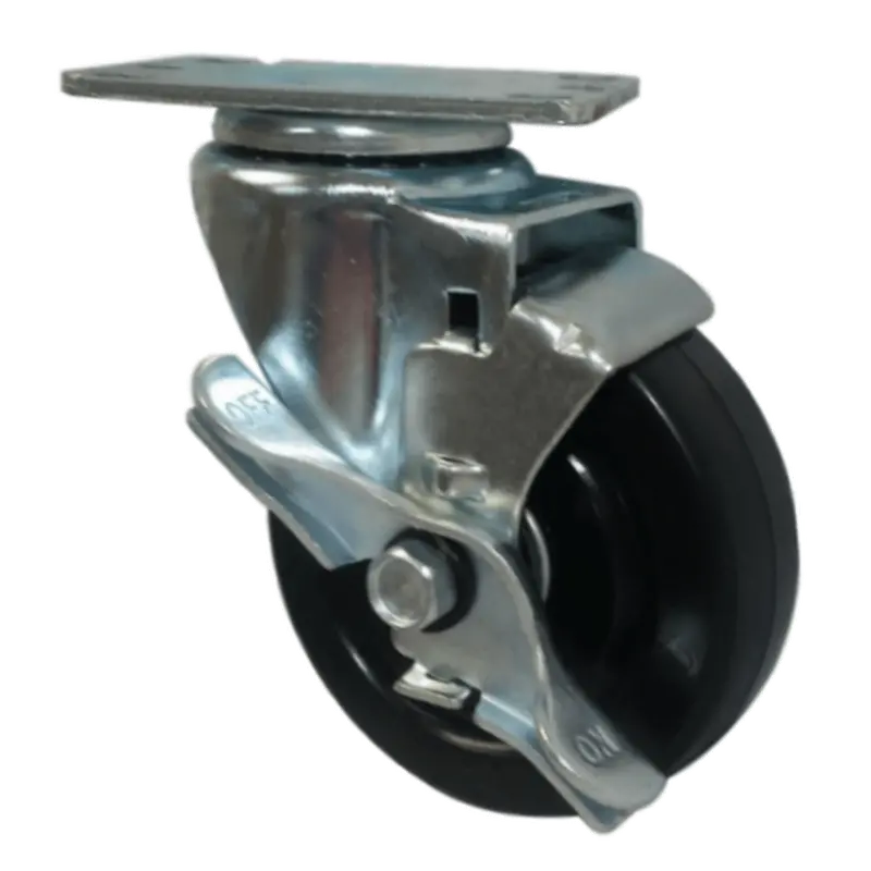 4" X 1-1/4" Hard Rubber Wheel Swivel Caster With Top Lock Brake – 350 Lb Load Rating 1