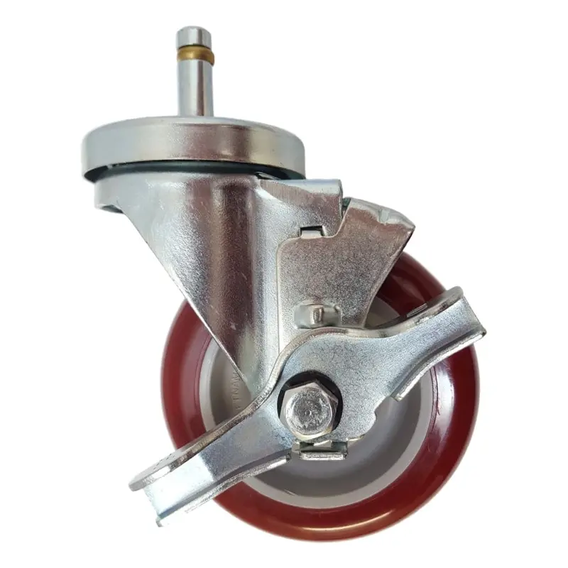 4" X 1-1/4" Polymadic Swivel Caster With Grip Ring Stem And Top-Lock Brake – 350 Lb Capacity 1