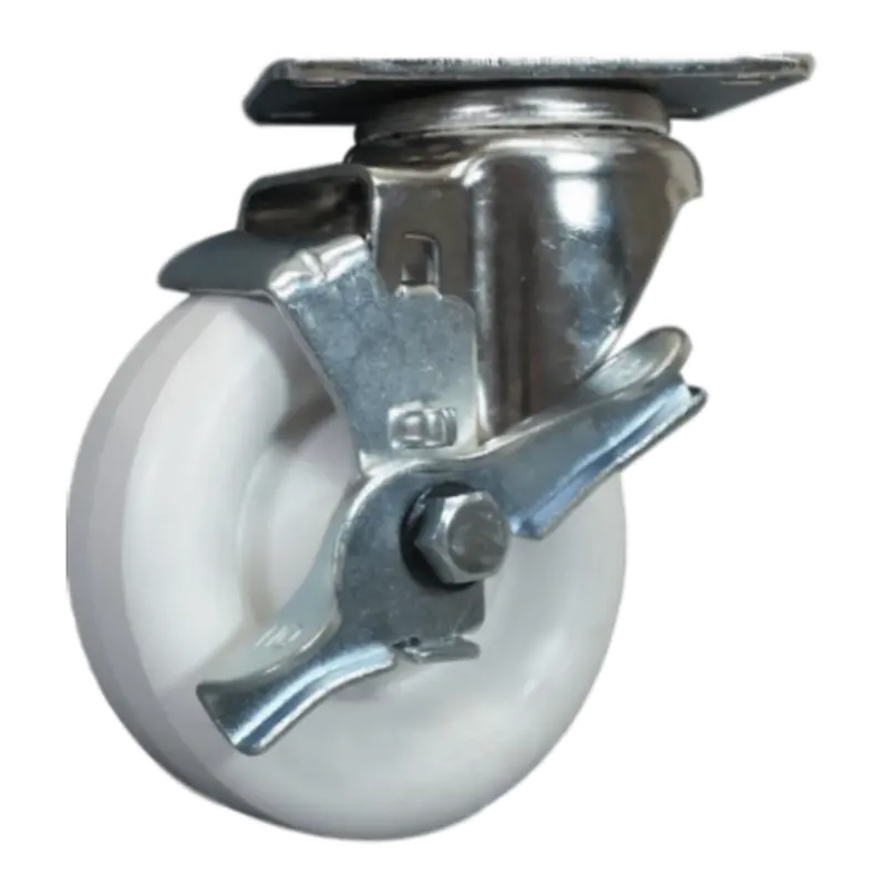 4" X 1-1/4" Polyolefin Wheel Swivel Caster With Top Lock Brake – 350 Lb Load Rating 1