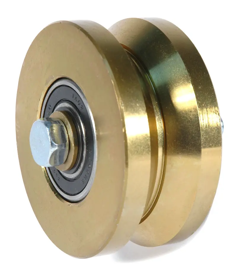 4" X 1-3/4" Super Heavy-Duty V-Groove Wheel – Brass-Plated Steel, 3000 Lb 1