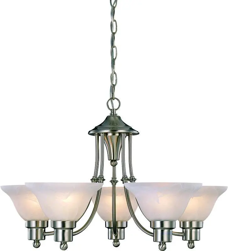 5-Light Snooted Chandelier – Model 54-4452 (Satin Nickel) 1