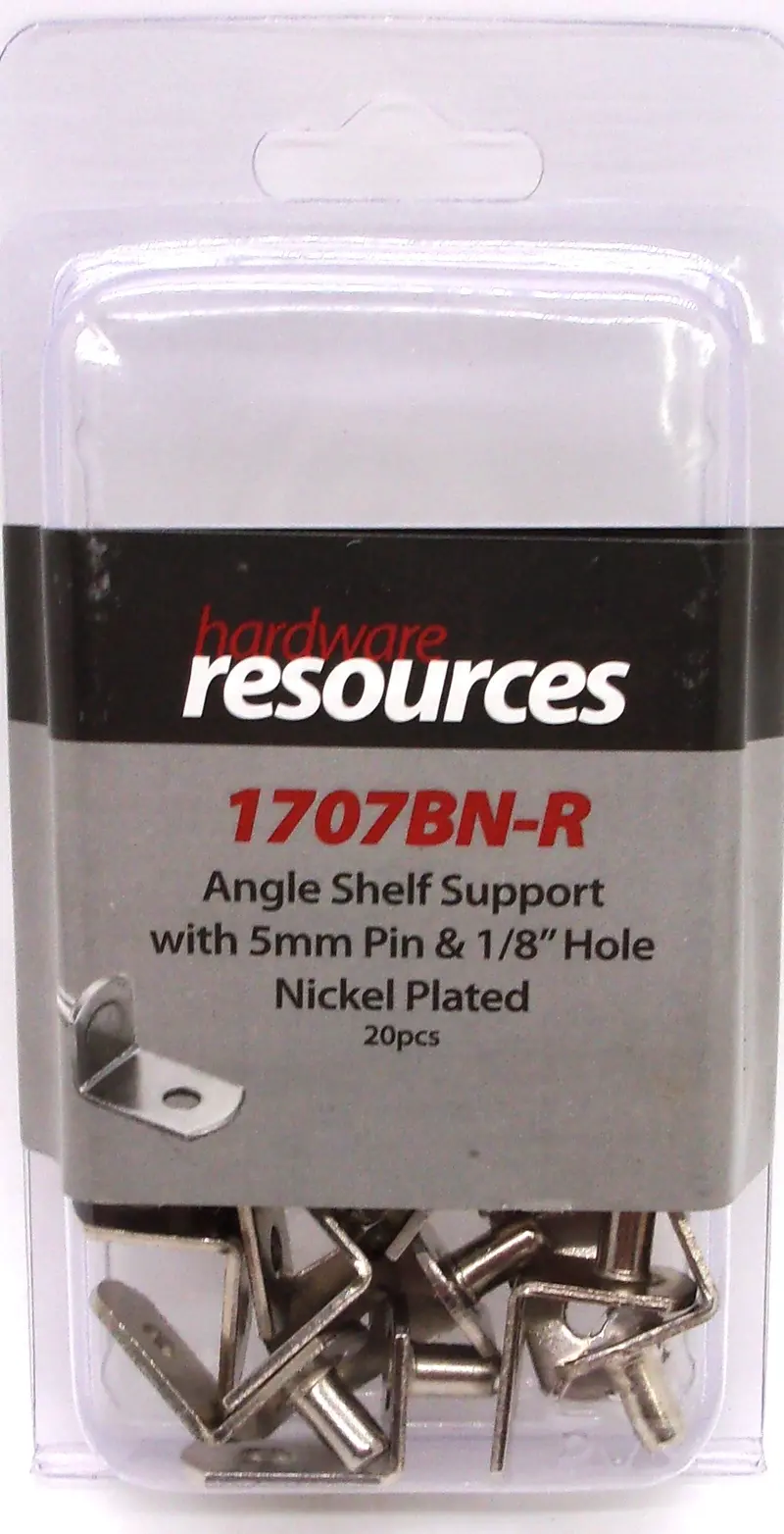 5 Mm Angled Shelf Support Bracket In Bright Nickel – 1/8" Mounting Hole, Retail Packaging 1