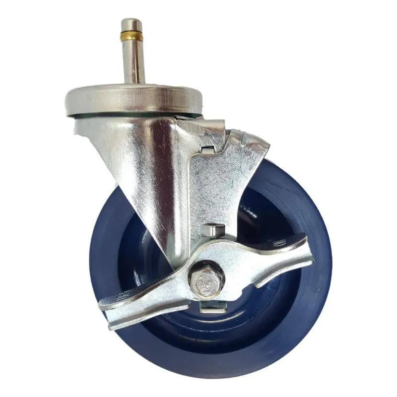 5" X 1-1/4" Duralastomer Swivel Caster With Grip Ring Stem And Brake – 350 Lb Load Capacity 1