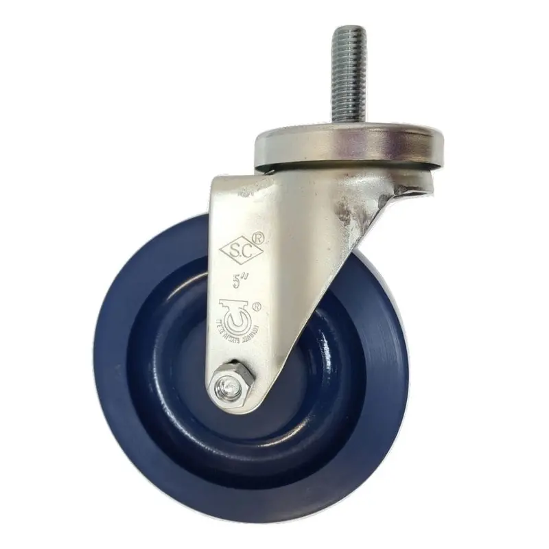 5" × 1-1/4" Duralastomer Threaded Swivel Stem Caster (1/2" Mount) – 350 Lb Capacity 1