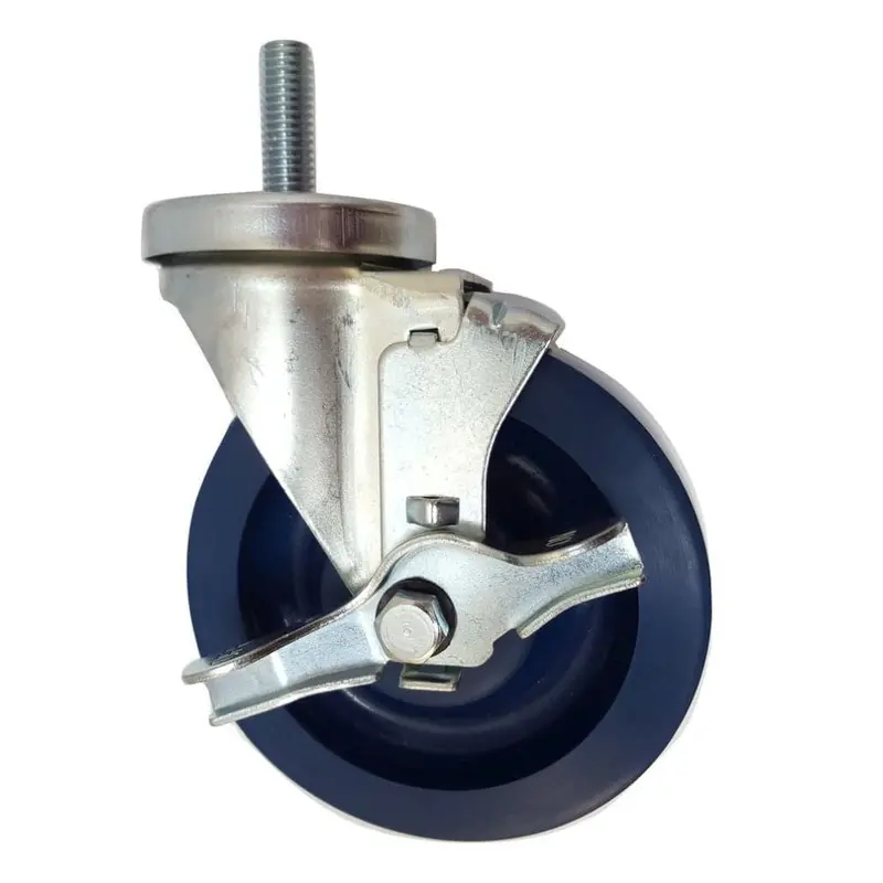 5" × 1-1/4" Duralastomer Threaded Swivel Stem Caster With Brake (1/2" Mount) – 350 Lb Load Rating 1