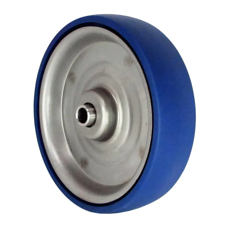 5" X 1-1/4" Welded Disc Poly Tread Wheel Caster – Nickel-Plated, 3/8" Ball Bearing, 300 Lb Capacity 1
