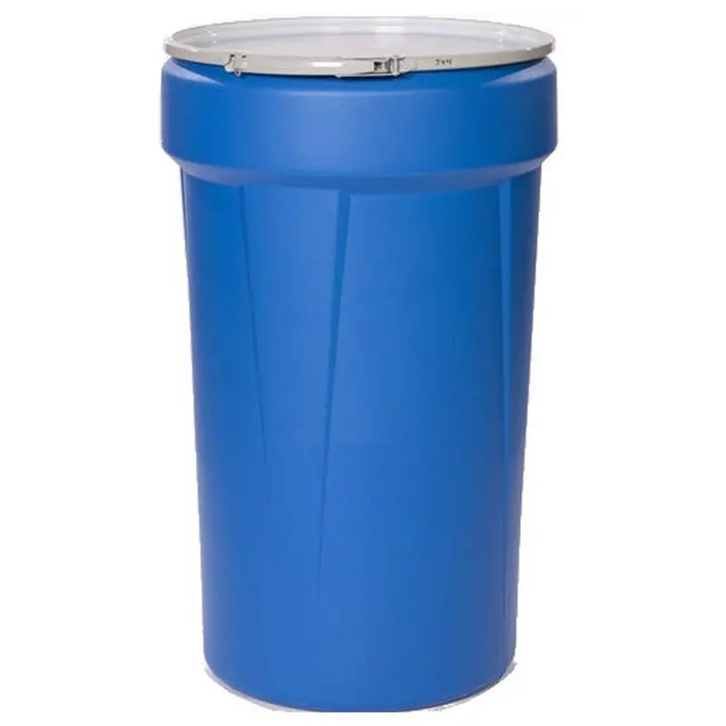 55-Gallon Blue Poly Drum – Heavy-Duty Open-Head With Lever Lock 1