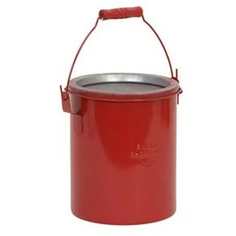 6-Quart Red Metal Bench Can – Medium-Capacity Steel Waste Container 1