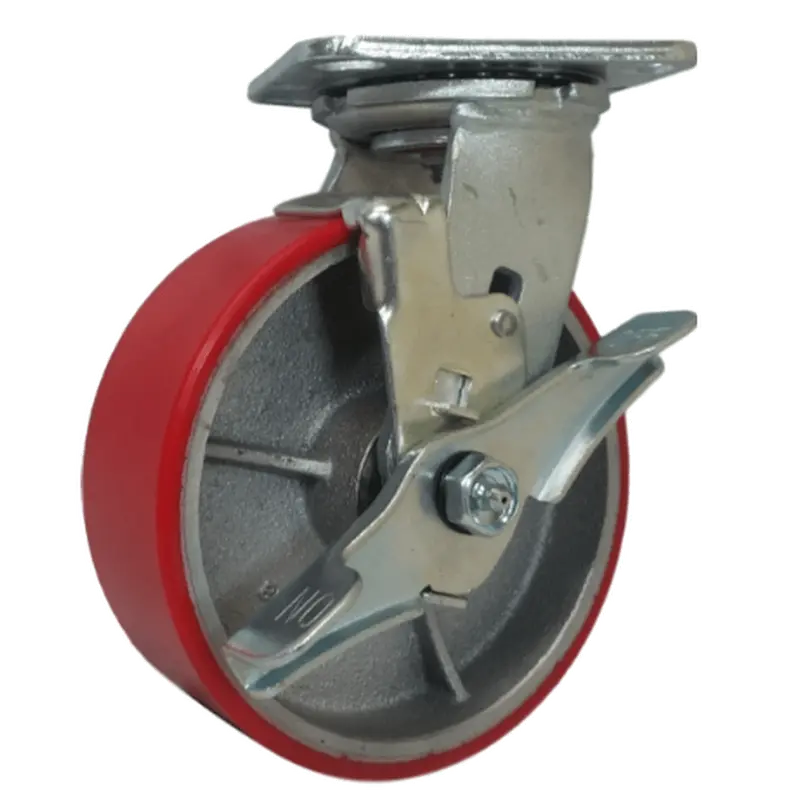 6" X 2" Polyon Cast Swivel Caster – Medium-Heavy Duty With Top Lock Brake, 1200 Lb Capacity 1
