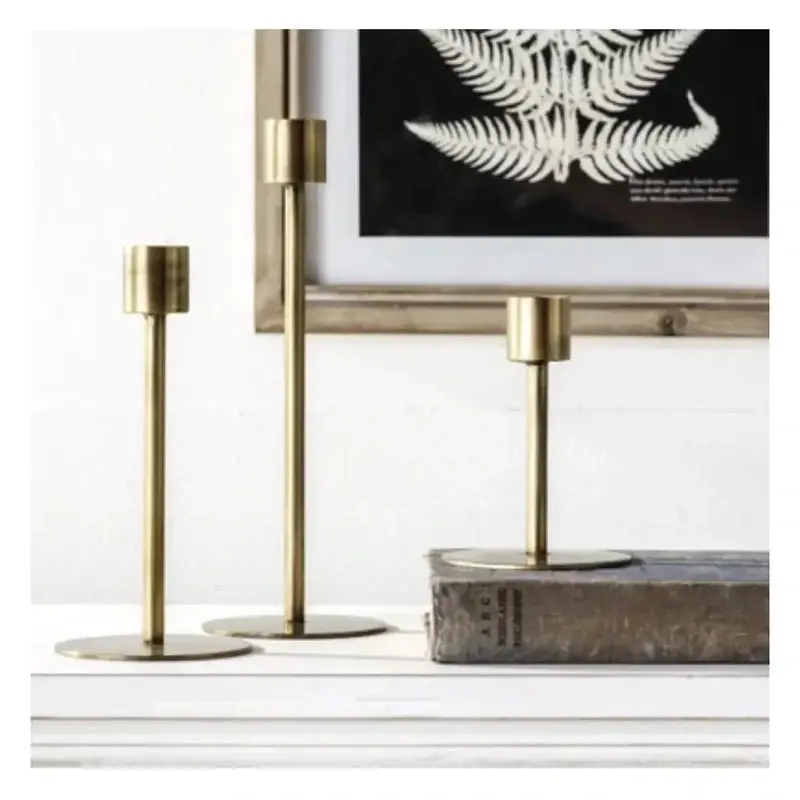 Antique-Style Brass Candle Holder Set 1