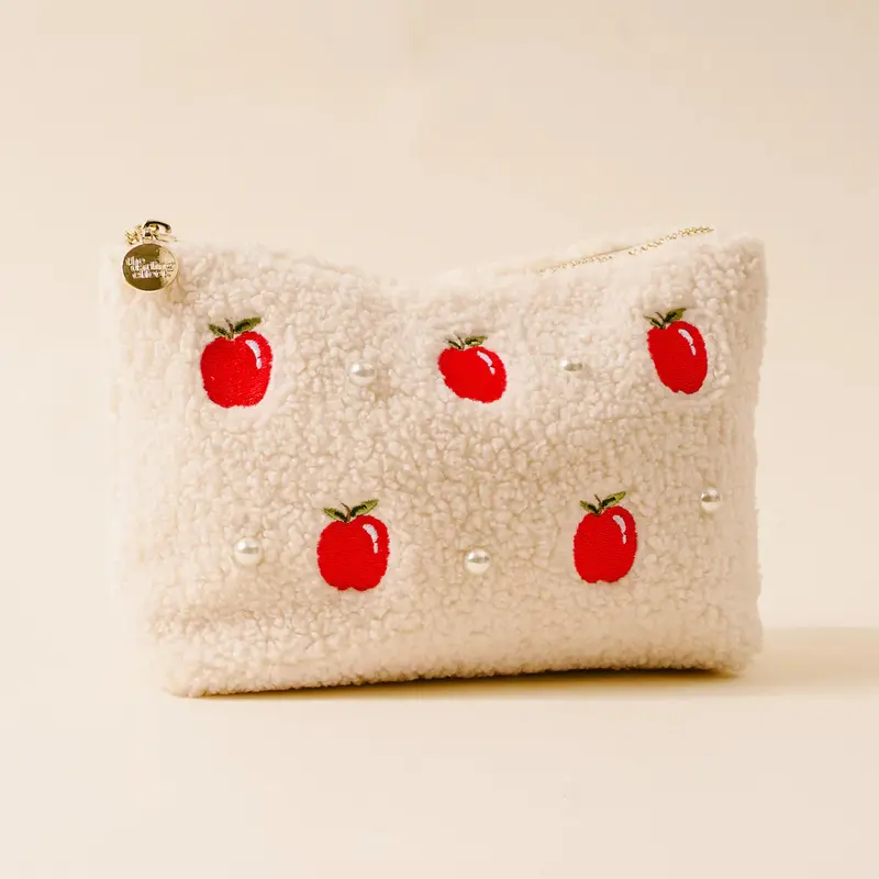 Apples & Pearls Teddy Bear Pouch – Adorable Storage 1