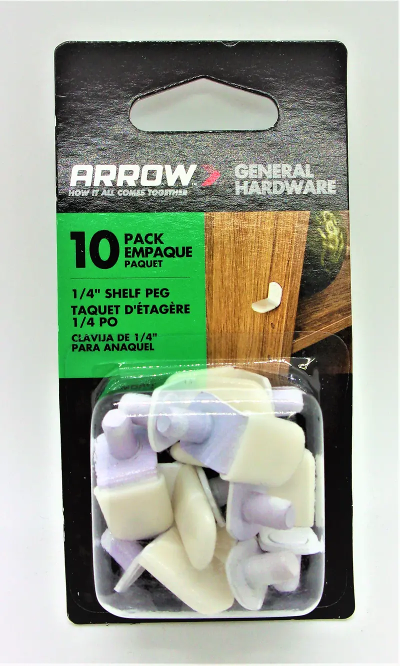 Arrow 1/4-Inch Shelf Pegs – 10-Pack (Model 160493) 1