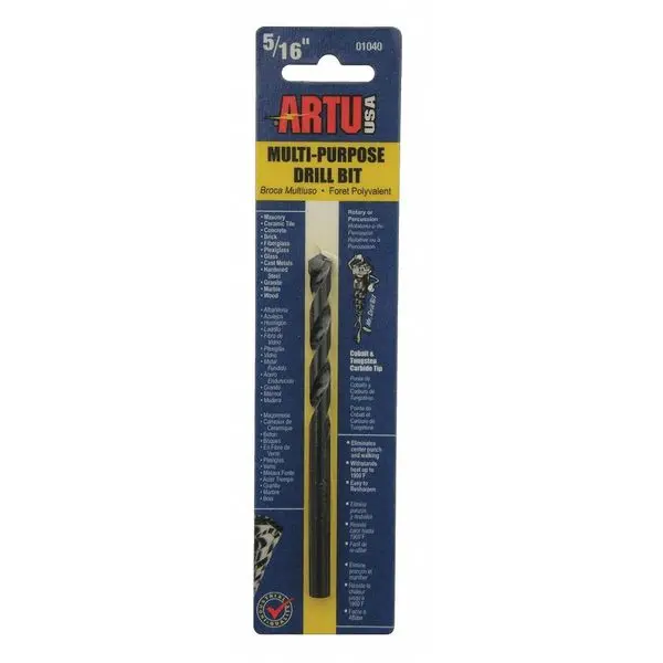 Artu Multi-Purpose 5/16-Inch X 4.5-Inch Cobalt-Tungsten Carbide Drill Bit (01040) 1
