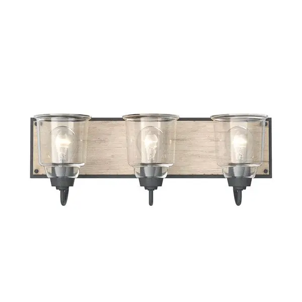 Augustine 22-Inch 3-Light Vanity Light – Weathered Zinc With Whitewashed Faux Wood Accents (37523) 1