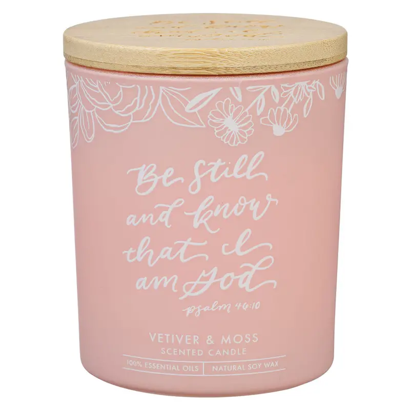 'Be Still And Know' Peaceful Aromatherapy Glass Candle 1