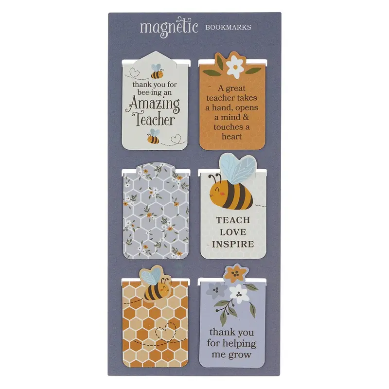 Bee-Themed Teacher Magnetic Bookmark Set 1
