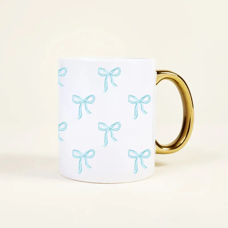 Blue Bow–Print Ceramic Mug 1
