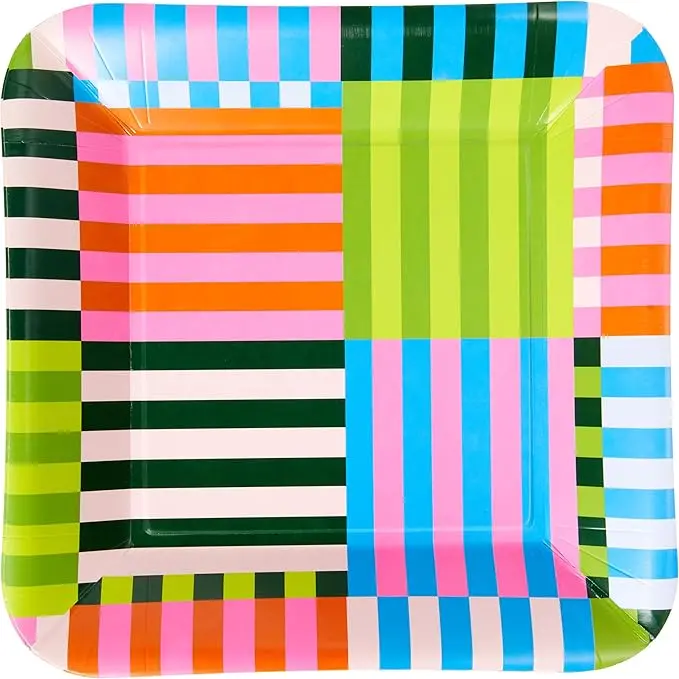 Bold-Stripe Geometric Dinner Plate 1