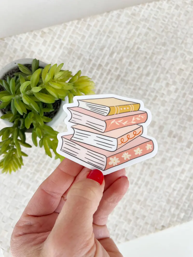 Bookish Stack Illustration Vinyl Sticker 1