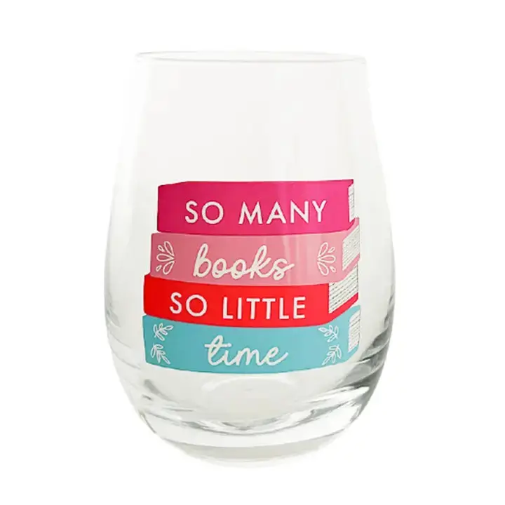 Bookish Wine Glass – 'So Many Books, So Little Time' 1