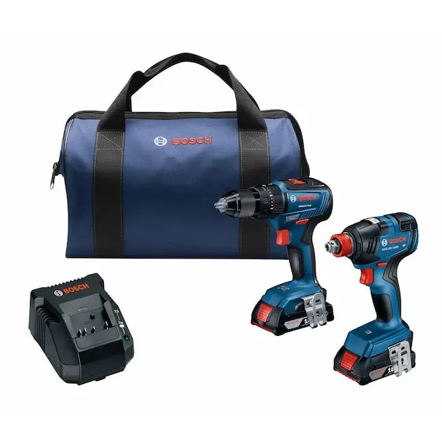 Bosch 18V Brushless 2-Tool Combo Kit – Dual Batteries, Charger, And Soft Carrying Case 1