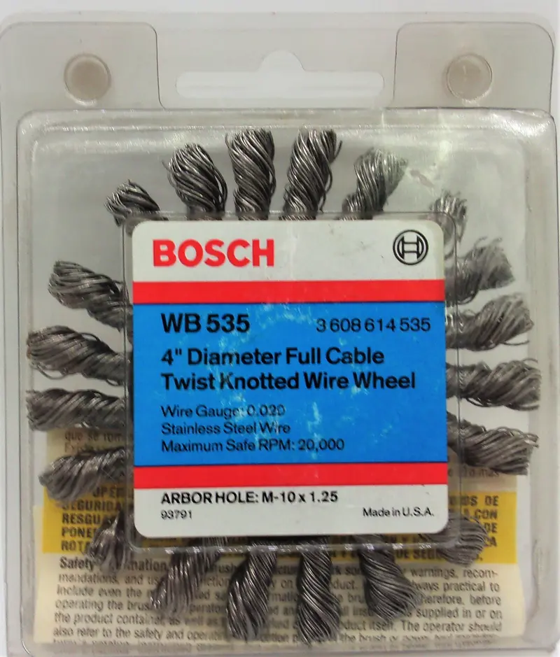 Bosch Wb535 — 4-Inch Full-Cable Twist Knotted Grinder Wheel — M10 × 1.25 Arbor — Usa 1