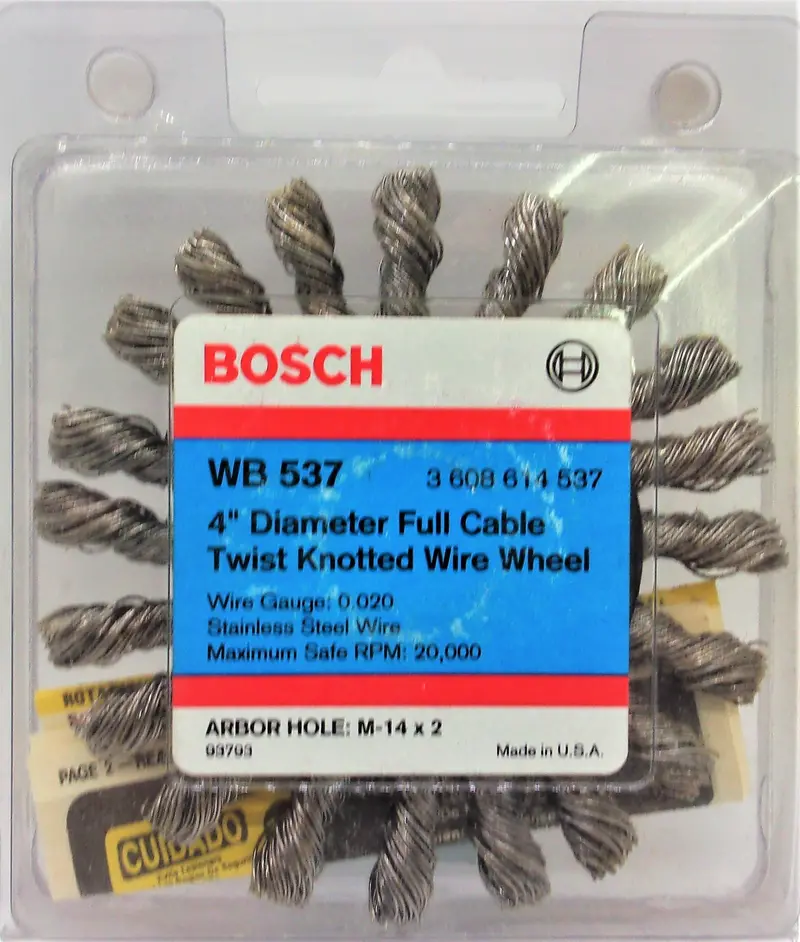 Bosch Wb537 4" Stainless Steel Full-Cable Twist Knotted Wire Wheel – M14 X 2 Arbor, Usa-Made 1