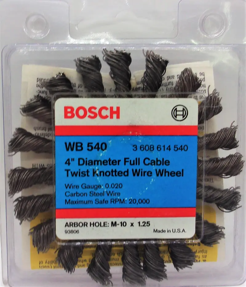 Bosch Wb540 — 4-Inch Full-Cable Twist Knotted Grinder Wheel — M10 × 1.25 Arbor — Usa 1