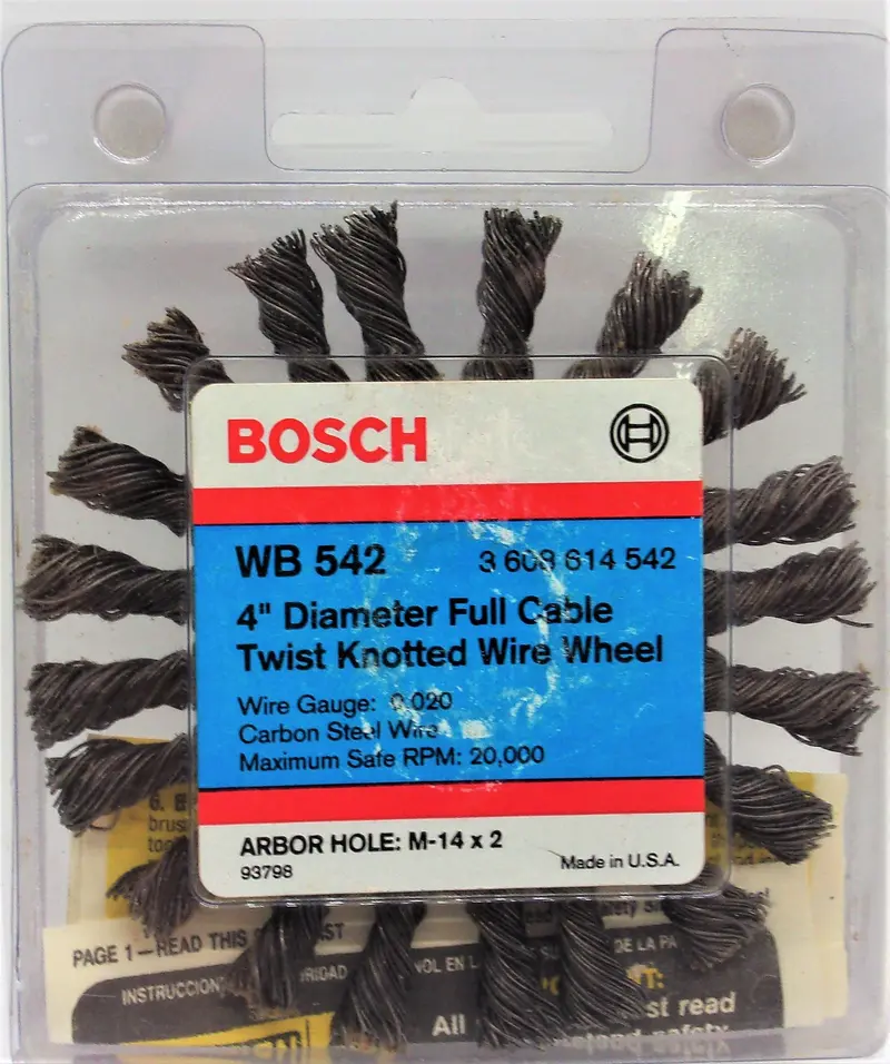 Bosch Wb542 4" Stainless Steel Full-Cable Twist Knotted Wire Brush – M14 X 2 Arbor, Usa-Made 1
