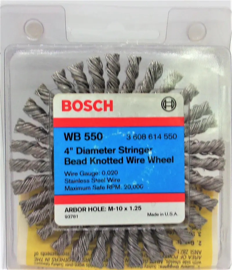 Bosch Wb550 4" Stringer Bead Knotted Wire Wheel – M10 X 1.25 Arbor, Usa-Made 1