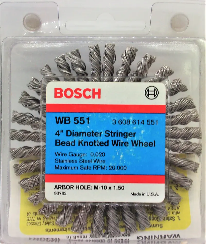 Bosch Wb551 4" Stringer Bead Knotted Wire Wheel – M10 X 1.50 Arbor, Usa-Made 1