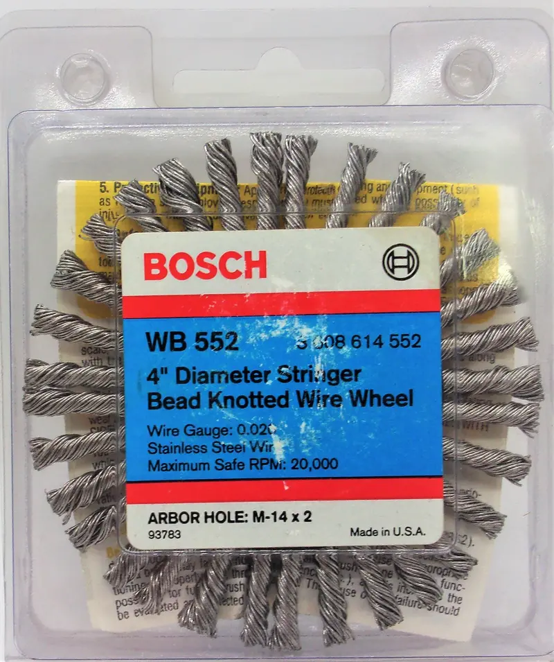 Bosch Wb552 4" Stringer Bead Knotted Wire Brush – M14 X 2 Arbor, Usa-Made 1