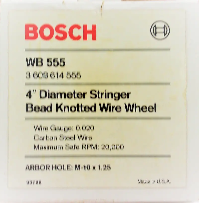 Bosch Wb555 4" Stringer Bead Knotted Wire Wheel – M10 X 1.25 Arbor, Usa-Made 1