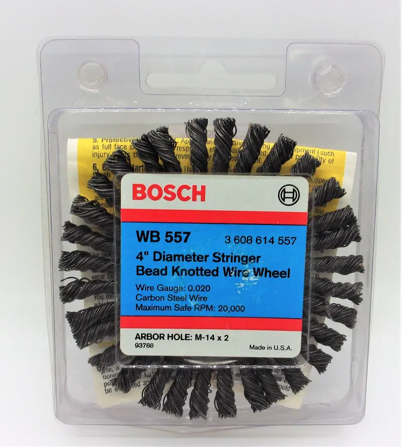 Bosch Wb557 4" Stringer Bead Knotted Wire Wheel – M14 X 2 Arbor, Stainless Steel 1