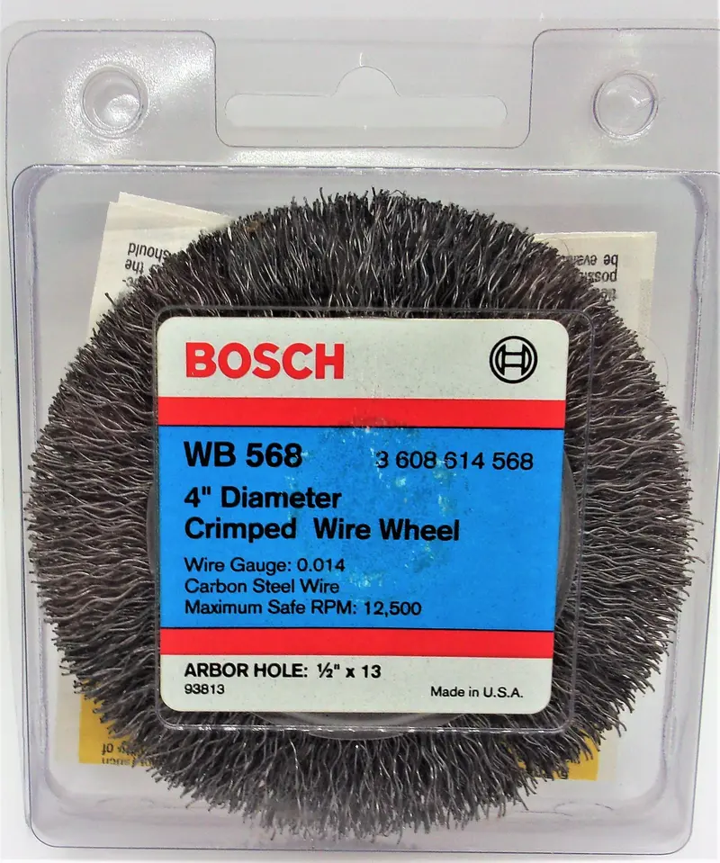 Bosch Wb568 4" Crimped Carbon Steel Wire Wheel – 1/2" X 13 Thread Arbor, Usa-Made 1
