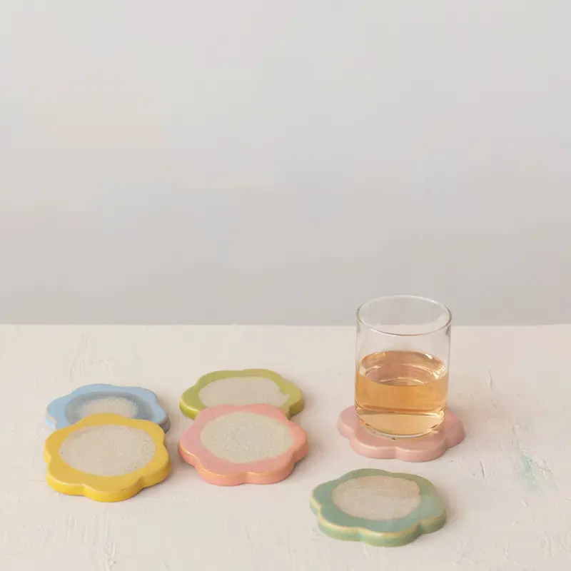Botanical Flower Design Stoneware Trivet 1