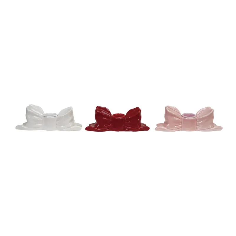 Bow-Shaped Stoneware Taper Candle Holder 1